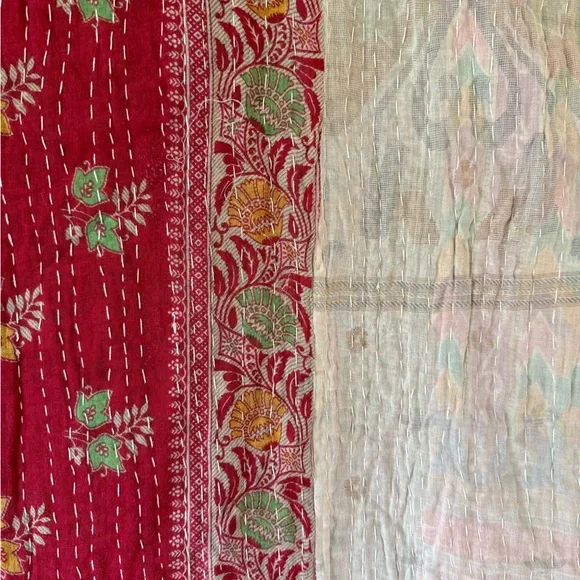 Vintage kantha quilt, twin cotton throw, beach blanket - Picture 5 of 5